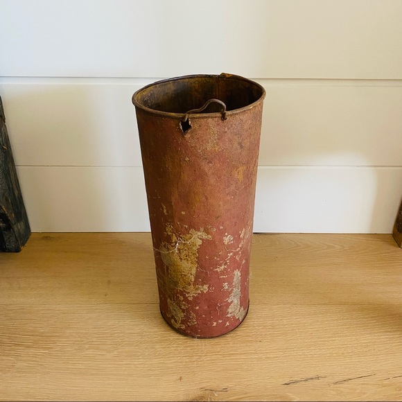 ♥️ Antique ♥️ Old Primitive Metal Salmon Pink Floral Stand Flower Holder - Picture 4 of 8